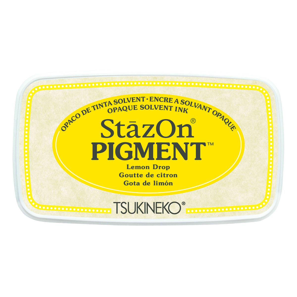 ゴム印サプライ/ツキネコ/SZ-PIG-091/ステイズオン ピグメント/レモンドロップ/盤面：76×35mm/本体：97×57×23mm